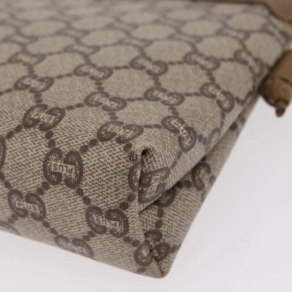 GUCCI GG Plus Supreme Shoulder Bag PVC Leather Beige Gold Auth 156788 - Picture 12 of 16